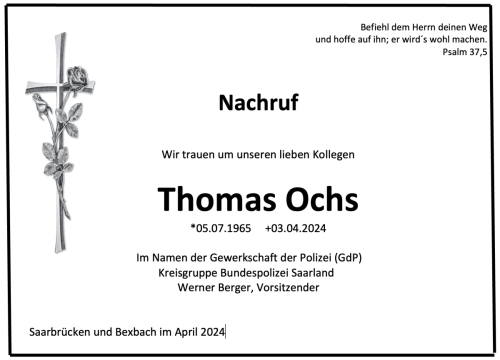 Nachruf Thomas Ochs